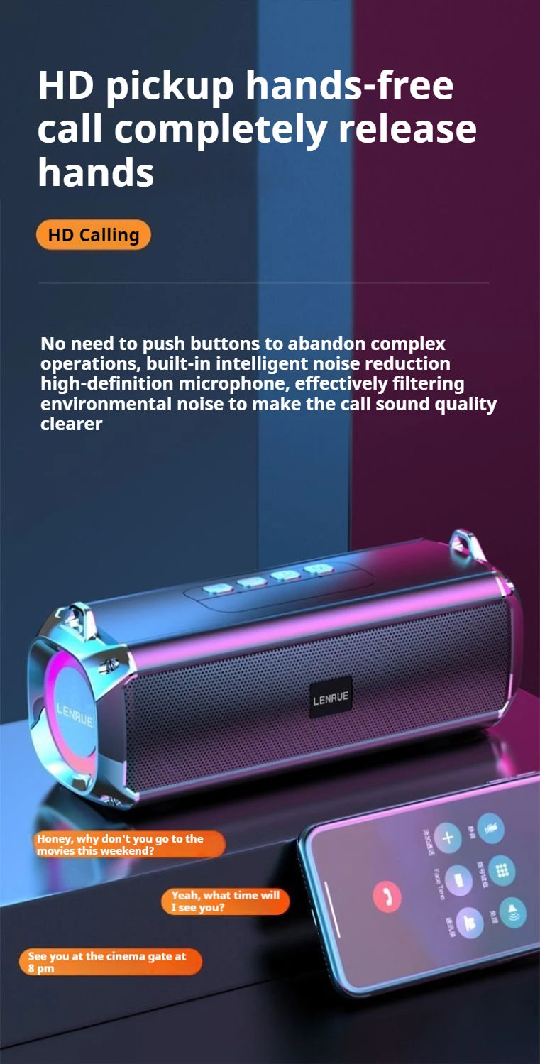 Altavoz Bluetooth portátil estéreo envolvente de 20 W con graves impactantes y luz colorida, subwoofer inalámbrico resistente al agua, boombox para karaoke en casa