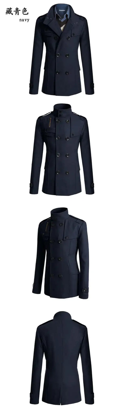 Men Slim Fit Woolen Coats Solid Color Male Casual Long Sleeve Outerwear Autumn Winter Double Breasted Mid Length Windbreaker - Lootquake