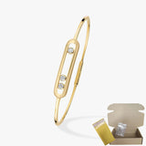Pulsera de mujer en plata de ley S925, serie clásica MOVE/TWIN, pulsera de diamantes franceses, regalo navideño, joyería de alta calidad.