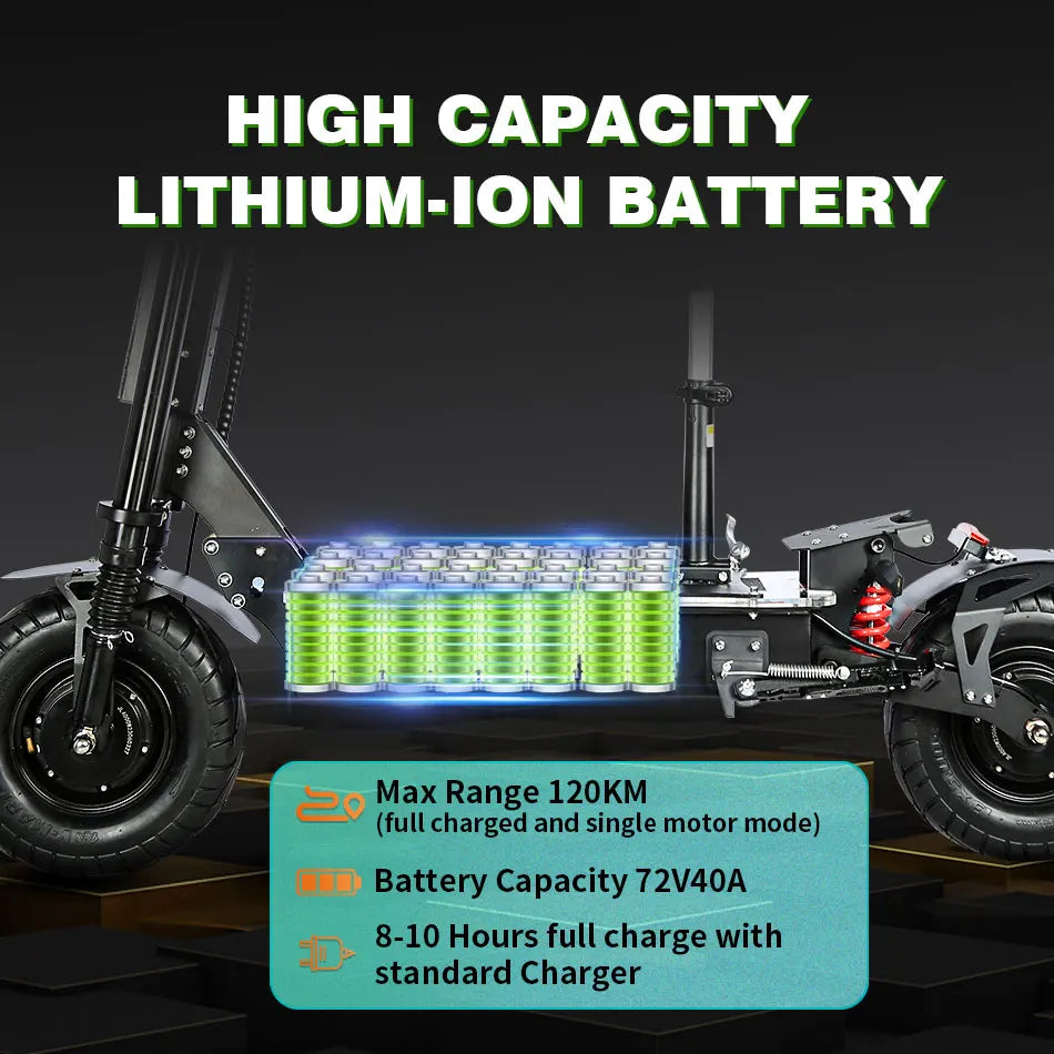 Trottinette électrique pliable X13 pouces 10 000 W, double moteur, batterie 72 V, 40 Ah, 60 V, 50 Ah, vitesse maximale 120 km/h, autonomie 120 km, écran LCD
