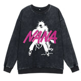 Anime Nana Osaki Round Neck Washed Pullover Casual 100% Cotton Men Women Hip Hop Harajuku Streetwear Vintage Sweatshirt - Lootquake