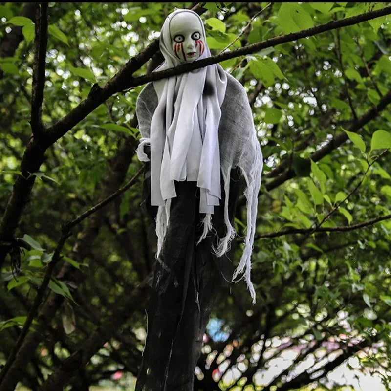 Halloween Decoration Hanging Ghost Skeleton Gauze Ghost Face Scary Pendant for Haunted House Decor, Patio Porch Skull Props