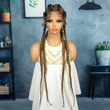 36" 27/613 Blonde Cornrow Braided Wig | Lace Frontal Box Braids | Synthetic Wig with Baby Hair for Black Women