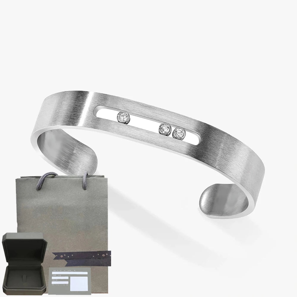 Pulsera de mujer en plata de ley S925, serie clásica MOVE/TWIN, pulsera de diamantes franceses, regalo navideño, joyería de alta calidad.