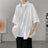 M-5XL Plus Size Mens Casual Shirt Lapel Neck Summer Streetwear Plain Color Tops Men Soft Half Sleeve Holiday Shirts Big XXXXXL - Lootquake
