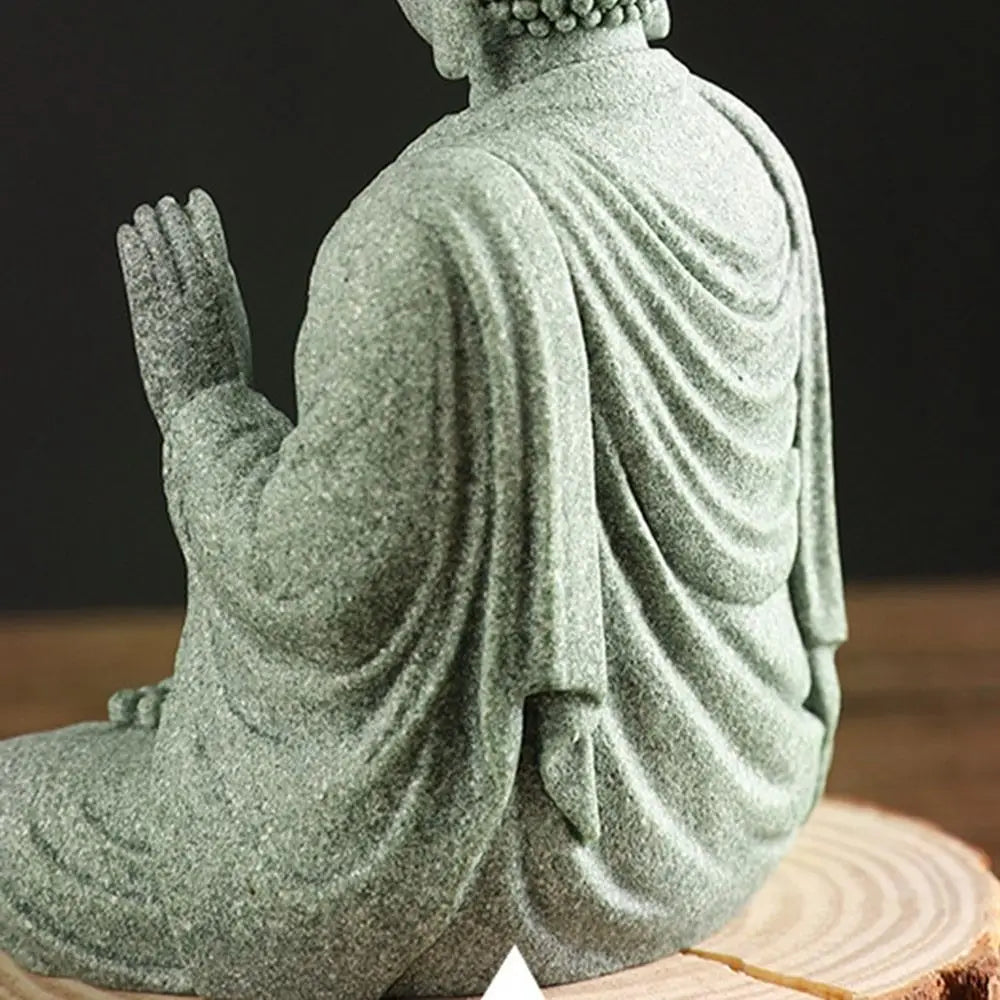 Decoración de pecera de Buda de arenisca, artesanía de Buda de meditación, escultura zen de Buda, micropaisaje, estatua de pecera