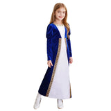 Girls Velvet Medieval Princess Dress Long Sleeve Renaissance Retro Robe Ancient Roman Long Dress for Halloween Carnival Party