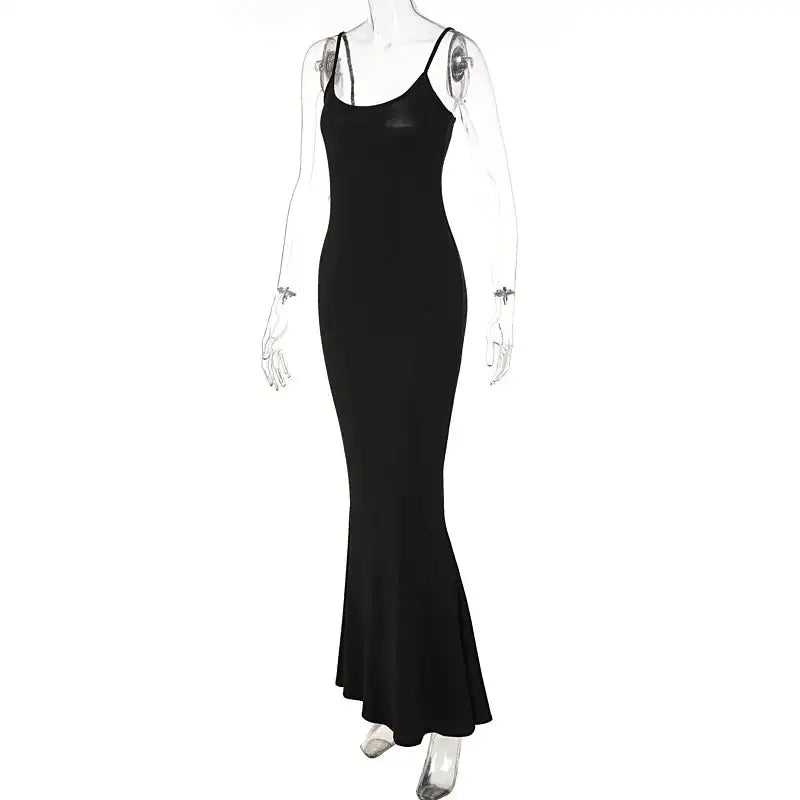 Dulzura Women 2025 Summer Party Club Evening Streetwear Bodycon Beach Basic Black Long Dress Wholesale Items For Business D22775