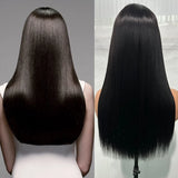 300% Density Bone Silky Straight Human Hair Wig | Double Drawn HD Transparent Lace Closure Glueless Wig (Wear & Go)