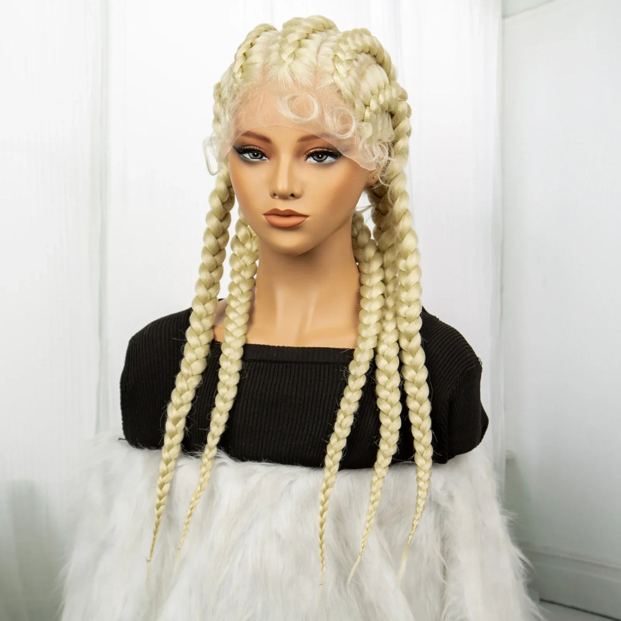 Blonde 613 Knotless Box Braids Wig | 24" Lace Front Cornrows & Baby Hair