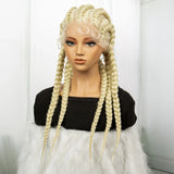 Blonde 613 Knotless Box Braids Wig | 24" Lace Front Cornrows & Baby Hair