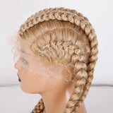 32" Honey Blonde Dutch Braided Wig | Lace Front | Synthetic Box Braids | Baby Hair | Black Women