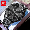 OLEVS Original Fashionable Men's Quartz Watch Top Luxury Brand Waterproof Stainless Steel Diamond Date Week Men's Business Watch - Lootquake