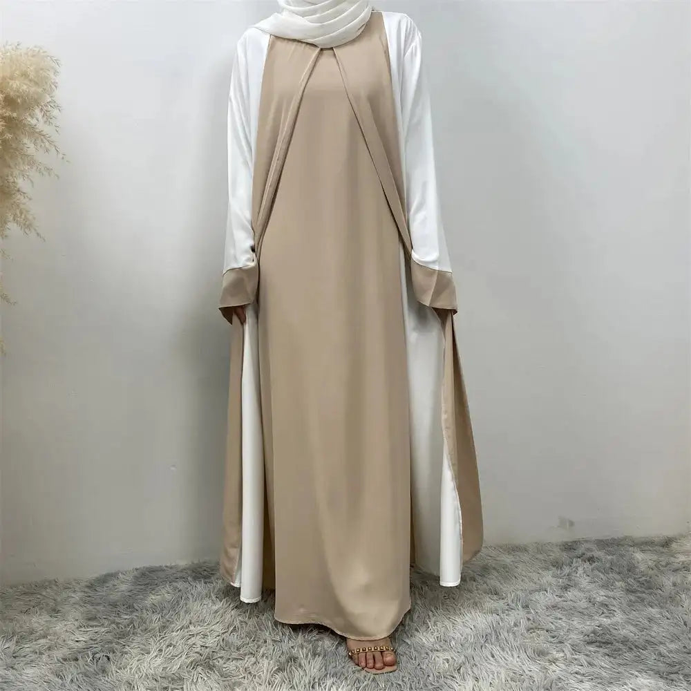 Vestido de fiesta musulmán Eid para mujer, Abaya de Ramadán, vestido largo falso de dos piezas, marroquí, Dubái, Turquía, bata Jalabiya 2024