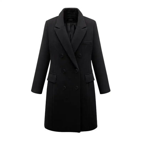 Autumn Winter Women's Woolen Jacket Long Windbreaker Double Breasted Slim Fit Coat - Lootquake