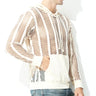Men Mesh Shirt Transparent Long Sleeve Men Clothing Sexy Solid Party Nightclub Hooded Tops - Lootquake
