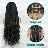 36 Inch Synthetic Braided Wigs Knotless Boho Braided Lace Wigs with Curly Ends Lace Front Braiding Hair Wig for Black Women