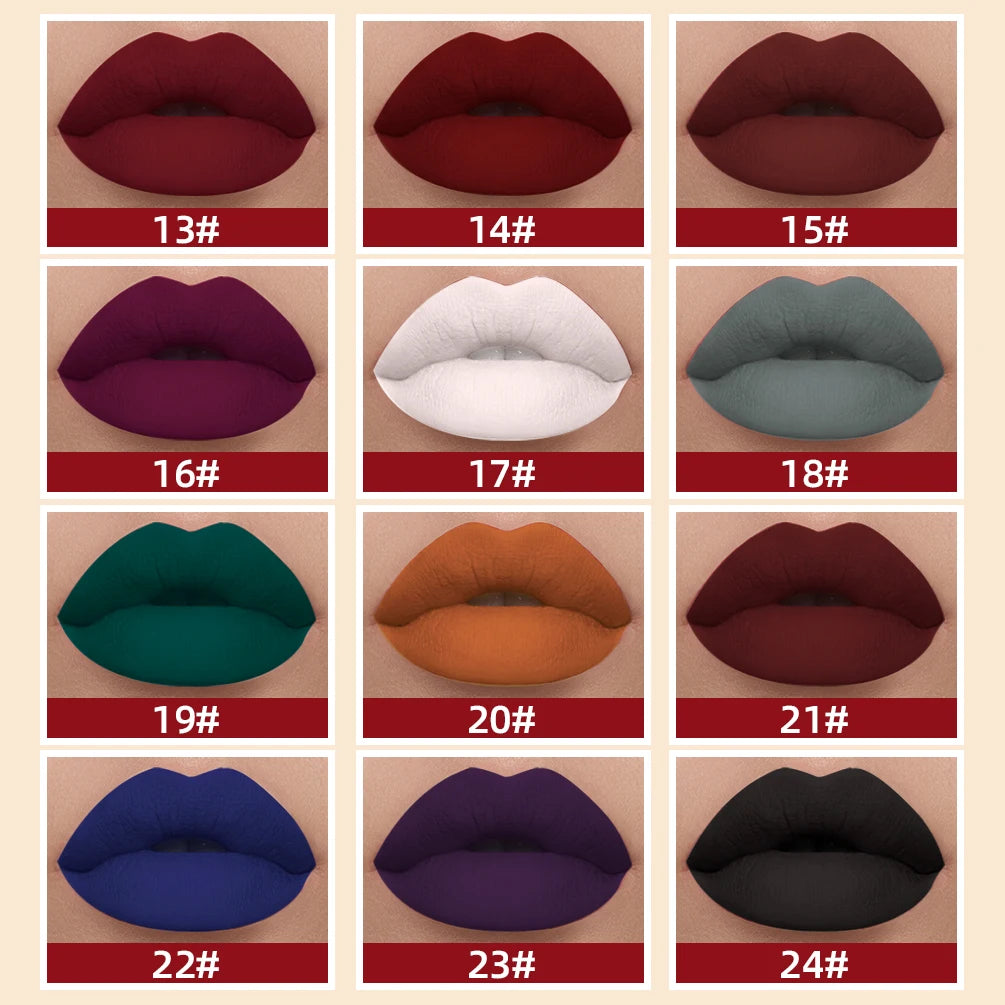 QIBEST Rouge à lèvres liquide mat Waterproof longue tenue Velours Gloss à lèvres Tube de teinte Pigment Nude mat Rouge à lèvres Maquillage des lèvres