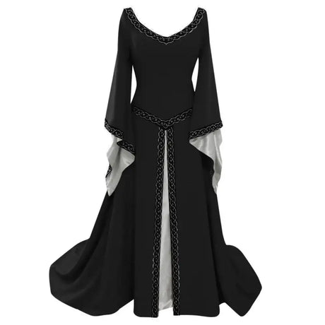 Vintage Gothic Dress Cosplay Costumes Autumn Winter Long Sleeve Medieval Witch Long Dress Halloween Costumes Vestidos de Fiesta - Lootquake