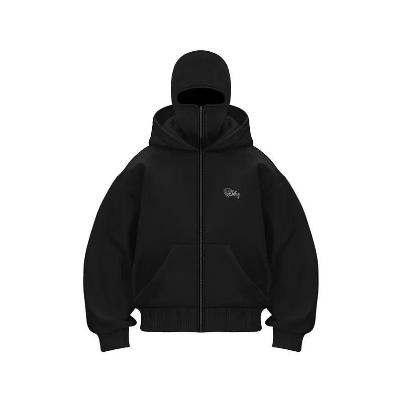 American Fashion Trend Joker Zipper Hoodie Men Street Y2K Hip Hop Fleece Padded Sweatshirt Unisex Casual Loose Punk Rock Hoodie - Lootquake