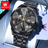 OLEVS 3675 Mens Watch Original Multifunctional Chronograph Quartz Watch Moon Phase Watches For Men Waterproof Mens Gifts Reloj - Lootquake