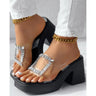 Sandals Women Clear Strap Chunky Heeled Sandals Women Platform Wedges High Heels Shoes Flip Flops Beach Slippers Dress Crystal - Lootquake