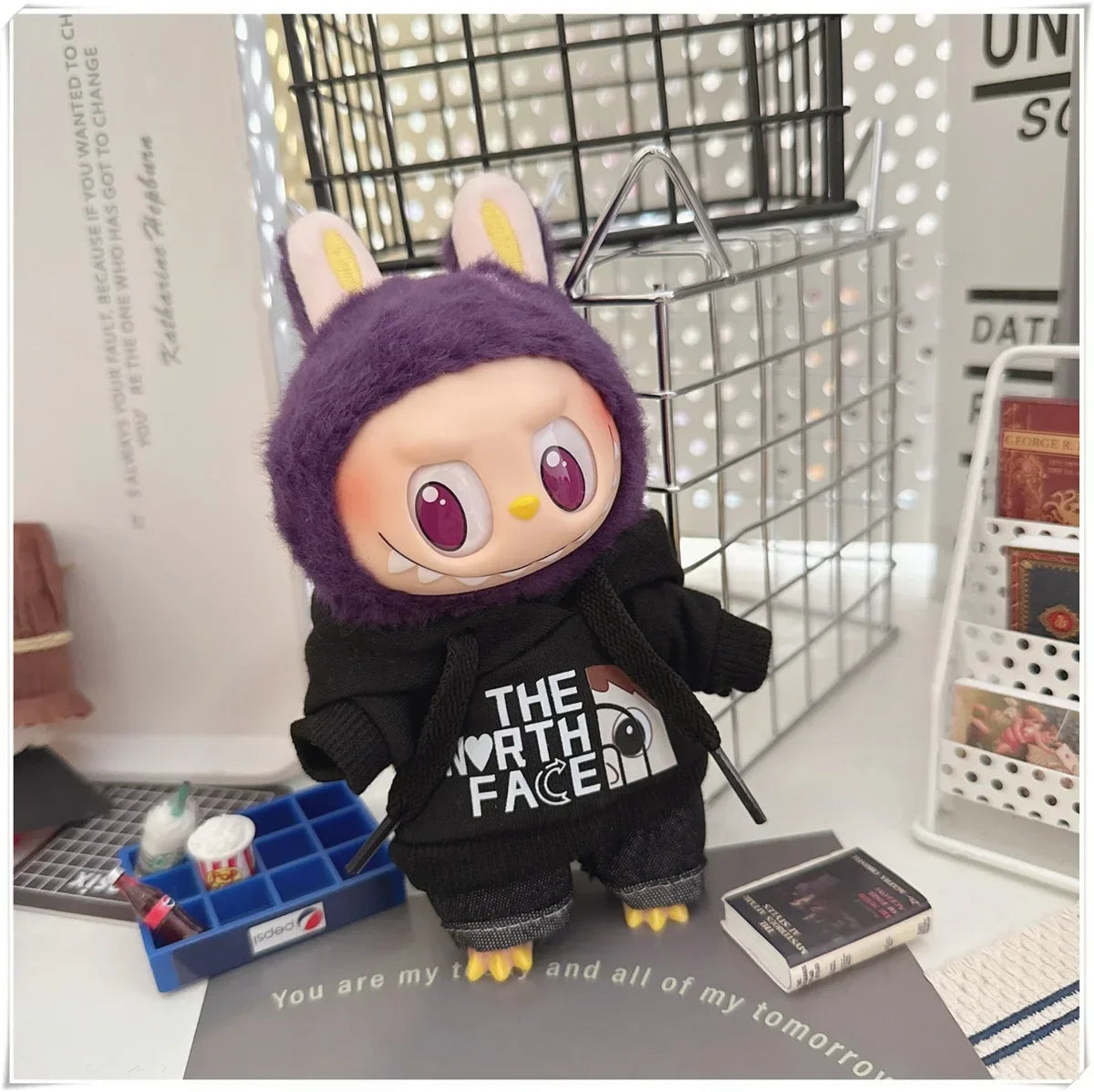 Vêtements de poupée Labubu, ensemble sweat à capuche et pantalon tendance, accessoires pour poupées Labubu Idol V1 V2, peluche universelle de 15/17 cm