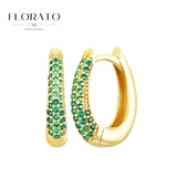 Pendientes de plata de ley 925 con microincrustaciones de circonitas en forma de aro y hebilla geométrica de lujo, joyería de moda, regalo al por mayor