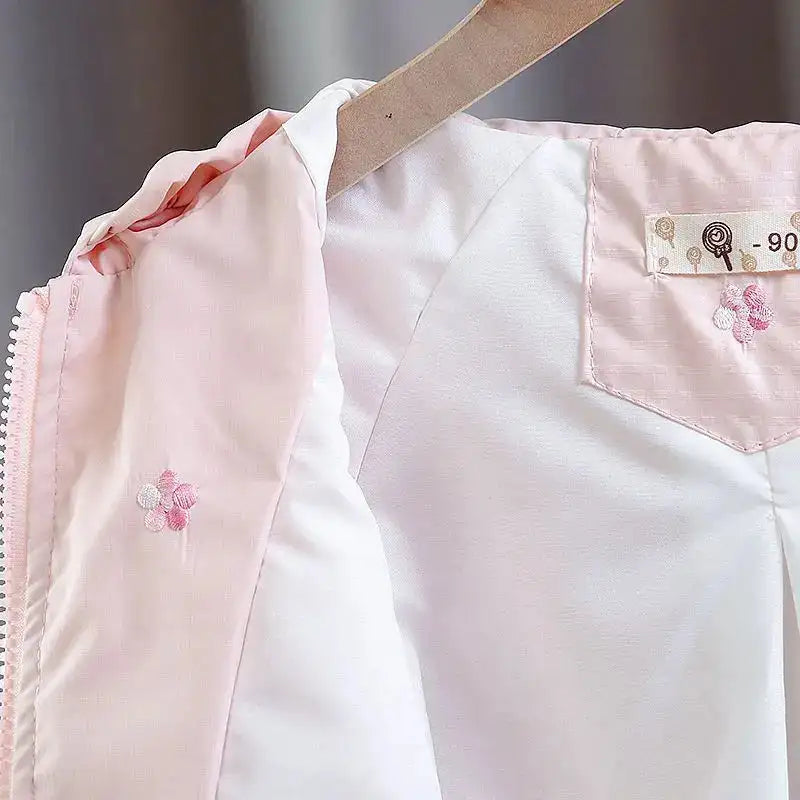Girls Windbreaker Medium Length Coat Spring and Autumn New Children's Fashion Hooded Coat Little Girl Trench Coat - Lootquake