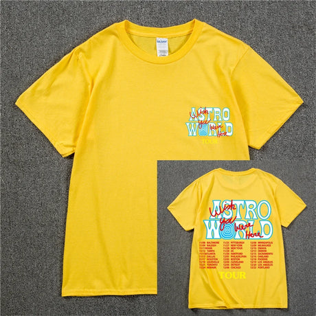 New Summer Hip Hop T Shirt Men Women Cactus Jack Harajuku T-Shirts WISH YOU WERE HERE Letter Print Tee Tops - Lootquake