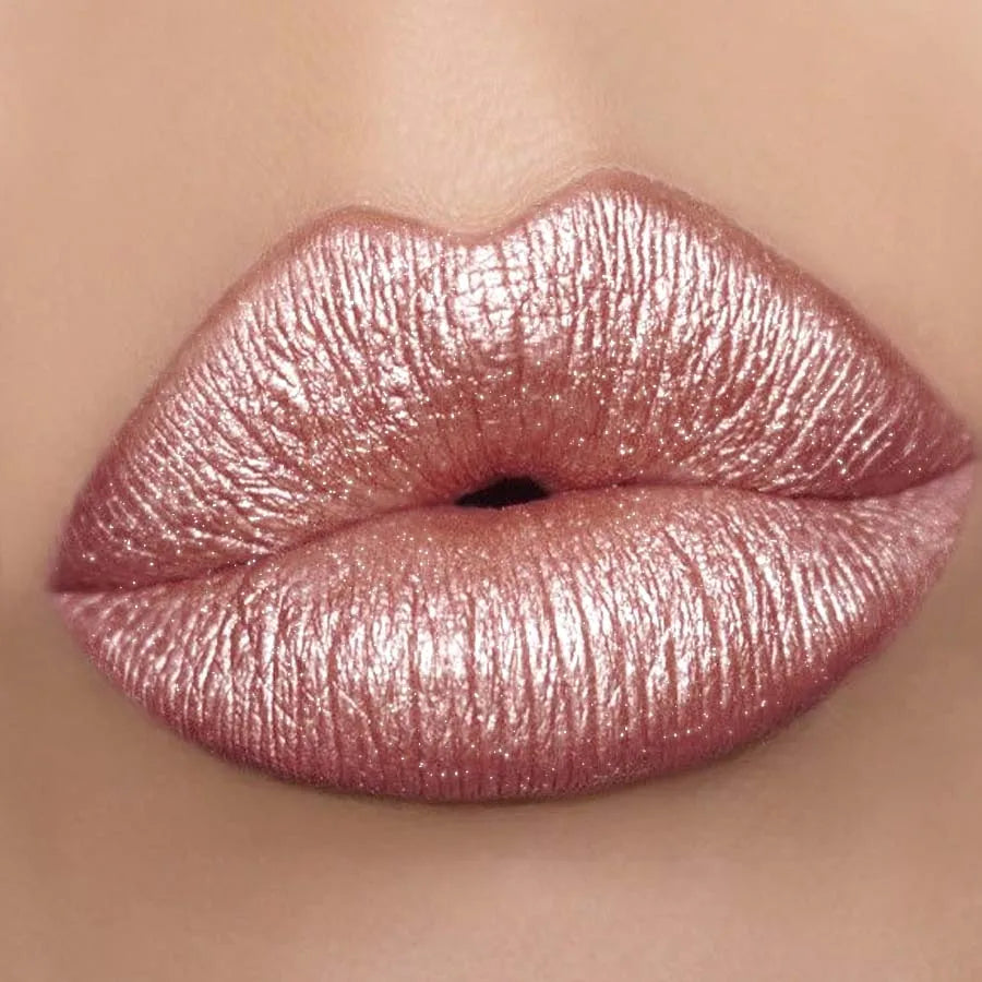 1 rouge à lèvres métallique longue tenue, brillant à lèvres, imperméable, hydratant, rouge, lumineux, scintillant, brillant, maquillage