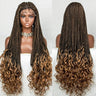 36" Blue Knotless Box Braids Lace Front Wig | Baby Hair | Crochet Braids | Black Women