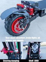 Patinete eléctrico grande K14 de 10000 W con motor dual, 72 V, 40 Ah, neumáticos todoterreno de 14 pulgadas, velocidad máxima de 90 a 120 km/h, freno hidráulico.