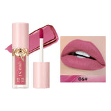QIBEST 10 Colors Nude Matte Liquid Lipstick Waterproof Silky Lip Gloss Non-Stick Cup Lasting Purple Red Lip Tint Durable Makeup