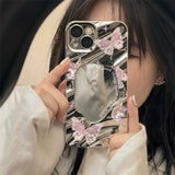 Aesthetic Butterfly Cover Wavy Pattern Mirror Phone Case