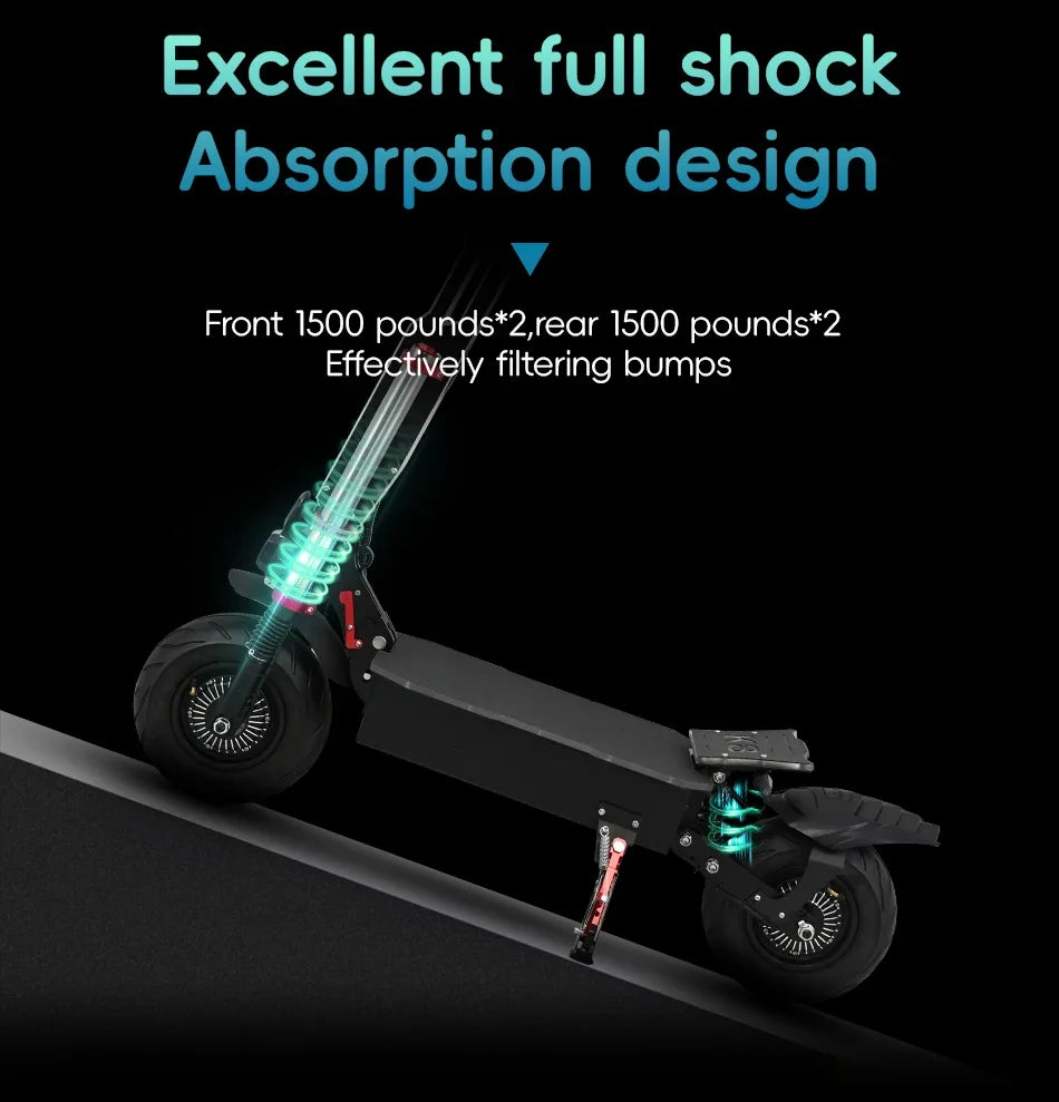 T6 6000W 60V 40ah Dual Motor Electric Scooter NFC Card Unlock E-Brake 11 Inch Tyres Max Speed 90km/h Foldable Electrics Scooter