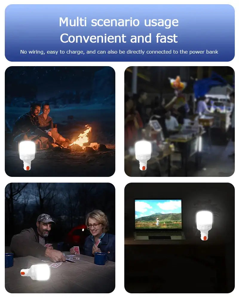 2pcs Rechargeable LED Indoor Outdoor Emergency Hookup Portable Lights with Battery Flashing Lights Barbecue Tent Camping Lights - Lootquake