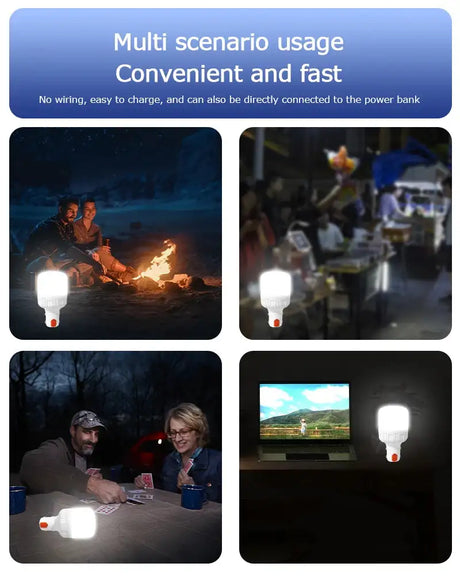 2pcs Rechargeable LED Indoor Outdoor Emergency Hookup Portable Lights with Battery Flashing Lights Barbecue Tent Camping Lights - Lootquake