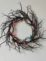 Halloween Wreath Black Branch Garland with LED Light Horror Party Haunted Festival Branch Wreath Hanging Room Halloween Decor