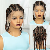 14" Short Knotless Cornrow Braids Wig | Transparent Full Lace Bob