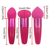 Lot de 3 pinceaux de maquillage pour femme, houppette à tête de champignon, pour fond de teint, correcteur, estompeur, avec manche lisse, outils de beauté