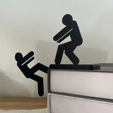 Line of Salvation Standing Figurines Cartoon Black Standing People Statue Art and Craft Anime Modern Sculpture Character