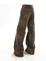 Baggy Leopard Print Y2k Jeans Women 2024 New High Waisted  Casual Wide Leg Denim Pants Fashion Streetwear Retro Straight Jeans - Lootquake