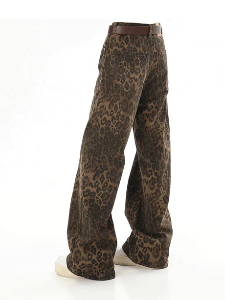 Baggy Leopard Print Y2k Jeans Women 2024 New High Waisted  Casual Wide Leg Denim Pants Fashion Streetwear Retro Straight Jeans - Lootquake