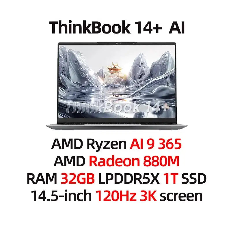Lenovo ThinkBook 14+ 2024 AI Laptop AMD Ryzen AI 9 365 RAM 32GB  1TB SSD Core Graphics 14.5-inch 3K LED 120Hz Screen Notebook Pc - Lootquake