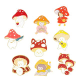 Mushroom Garden Enamel Pin Music Hedgehog Frog Cat Brooch Kawaii Jewelry