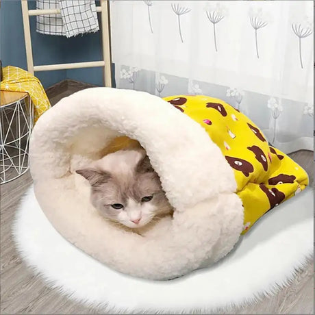 Warm Cat Sleeping Bag Soft Cat Bed Comfortable Tunnel Cat Nest Closed Pet House for Cats Lovely Cat Nest 2.5-7kg Cat Accessories - Lootquake