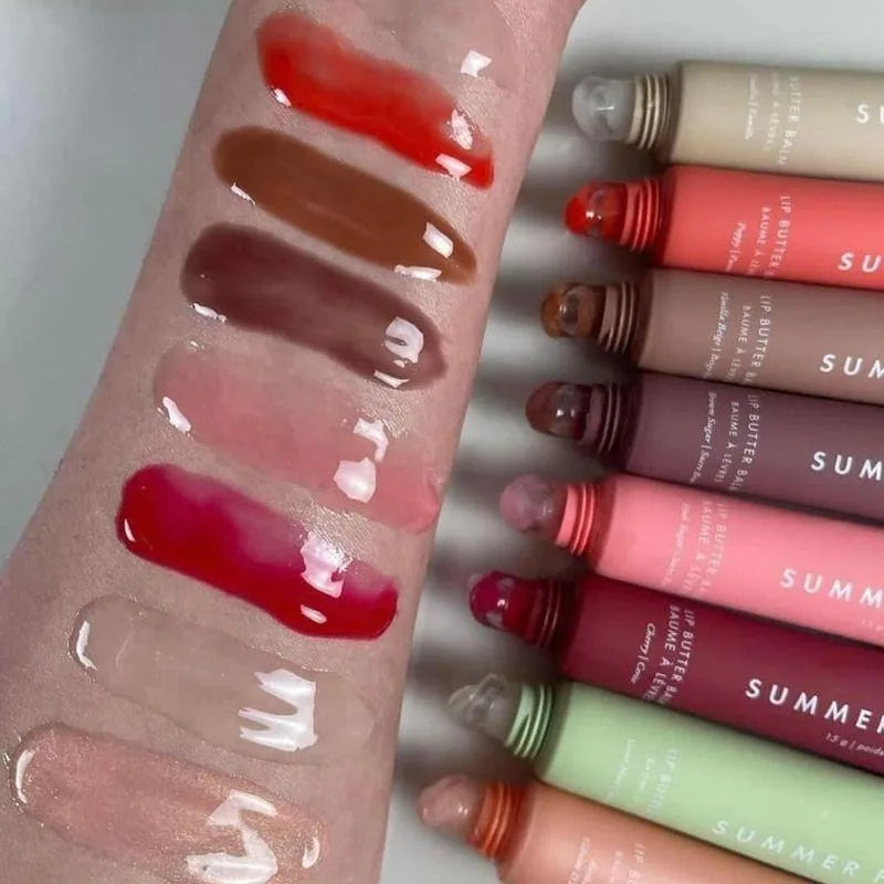 Summer Friday's Vanilla Beige Lip Balm Moisturizing Transparent Lipstick Set Lip Makeupv Smooth Soft Tube Mirror Lip Gloss