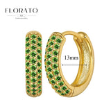 Pendientes de plata de ley 925 con microincrustaciones de circonitas en forma de aro y hebilla geométrica de lujo, joyería de moda, regalo al por mayor