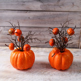 Halloween Pumpkin Decor with Artificial Flowers  Party, Spooky Fall Home Decorations, Faux Floral Arrangement Gift